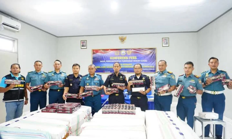 TNI AL Gagalkan Penyelundupan Rokok Ilegal Senilai Rp 432,63 Juta di Gorontalo - TajamNews