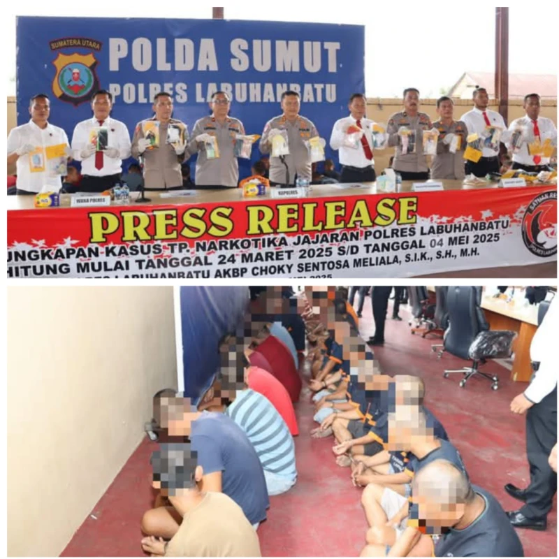Konferensi Pers Pengungkapan Kasus Tindak Pidana Narkotika Oleh Polres Labuhanbatu - www.tajamnews.co.id