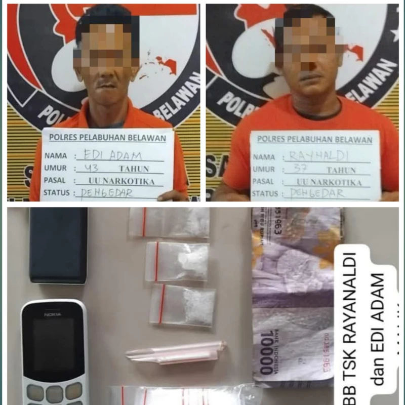 Sat Narkoba Polres Pelabuhan Belawan Tangkap Dua Pengedar Narkoba di Desa Kota Datar - TajamNews