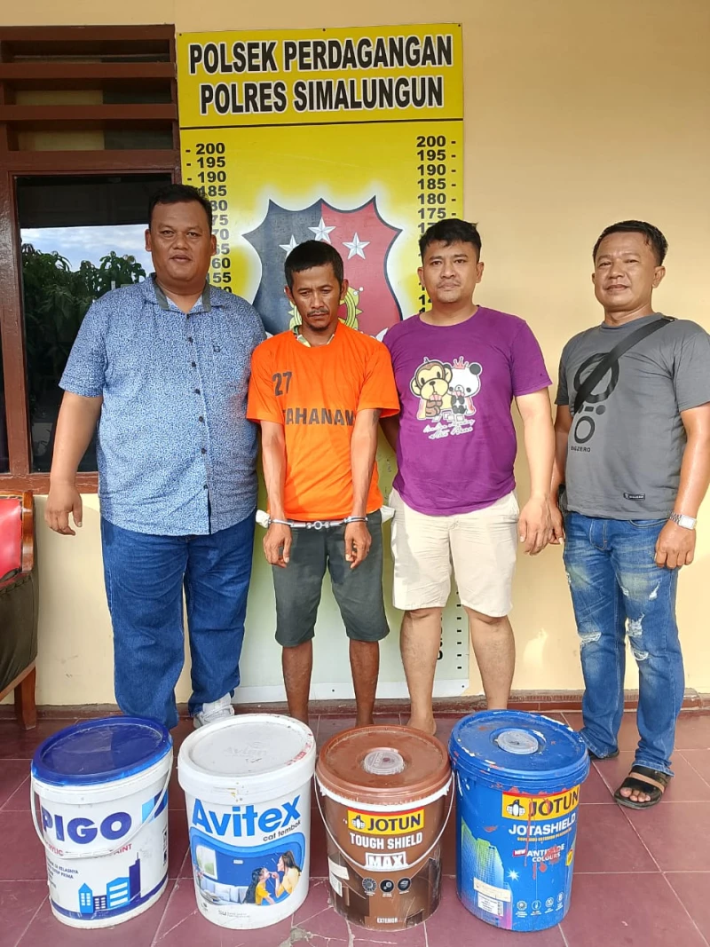 Pelaku Pencurian Cat Senilai Jutaan Rupiah Di Panglong Sakhi di bekuk Satres Polres Simalungun - www.tajamnews.co.id