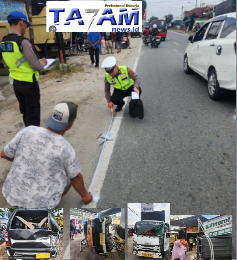 *Kecelakaan Beruntun Di Jalan Medan Sat lantas Polres Simalaungun gerak cepat Lakukan olah TKP.* - TajamNews