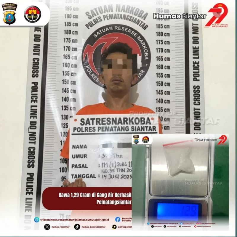 Bawa 1,29 Gram di Gang Air Berhasil Diamankan Polres Pematangsiantar - TajamNews