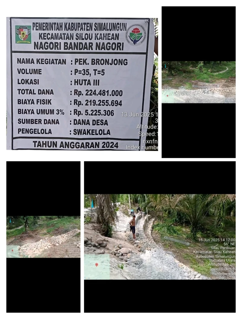 *Pembangunan Bronjong Di Nagori Bandar Nagori Ujung SILOU KAHEAN Diduga Tidak Sesuai Hasil Musyawarah Desa* - www.tajamnews.co.id