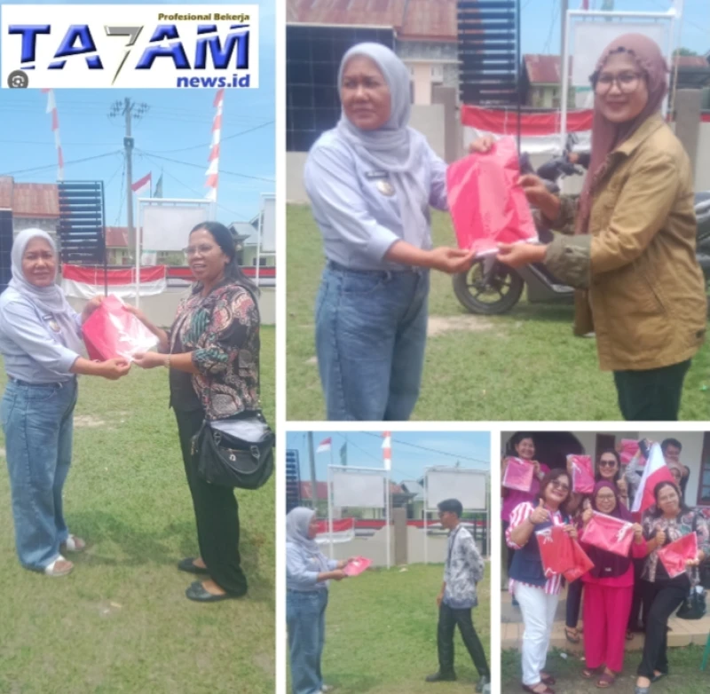 JELANG HUT RI KE 80 CAMAT PANOMBEAN BAGIKAN RATUSAN BENDERA KEPADA WARGA - TajamNews