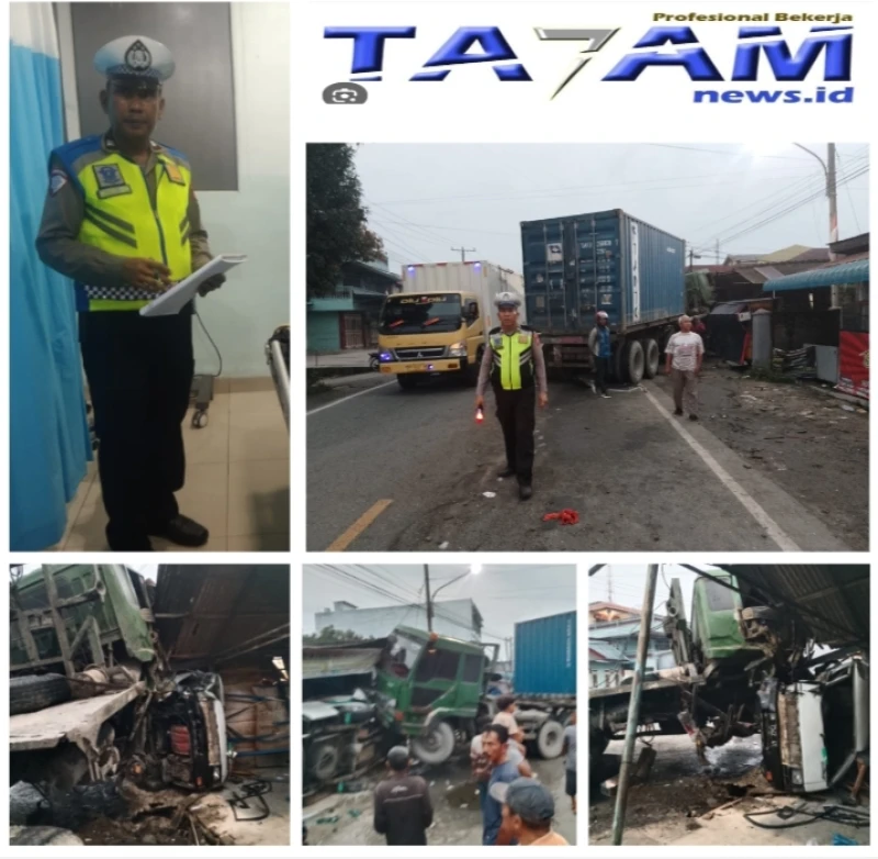 Polres Simalungun Tangani Kecelakaan Beruntun Dini Hari: Truk Tabrak Minibus dan Rumah Warga, 7 Korban Luka Ringan - www.tajamnews.co.id