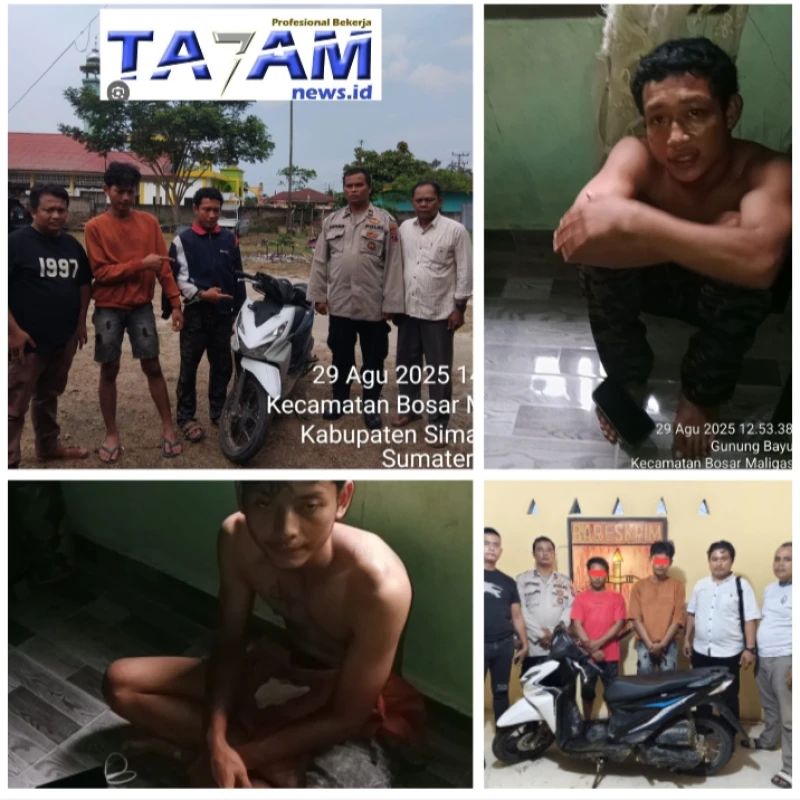 Kurang dari 24 jam tim Polsek Bosar Maligas Berhasil Ungkap Pelaku Coranmor - www.tajamnews.co.id