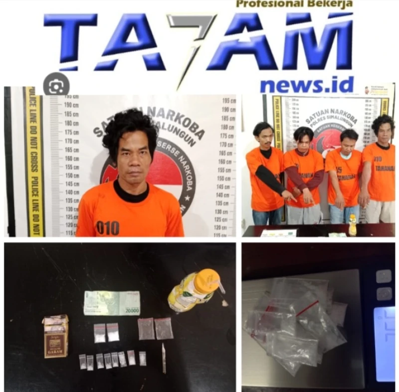 *Sat Narkoba Polres Simalungun Berhasil bekuk Empat tersangka   Pelaku pengedar dan penyalagunaan Narkoba  dalam Operasi Dini Hari* - www.tajamnews.co.id