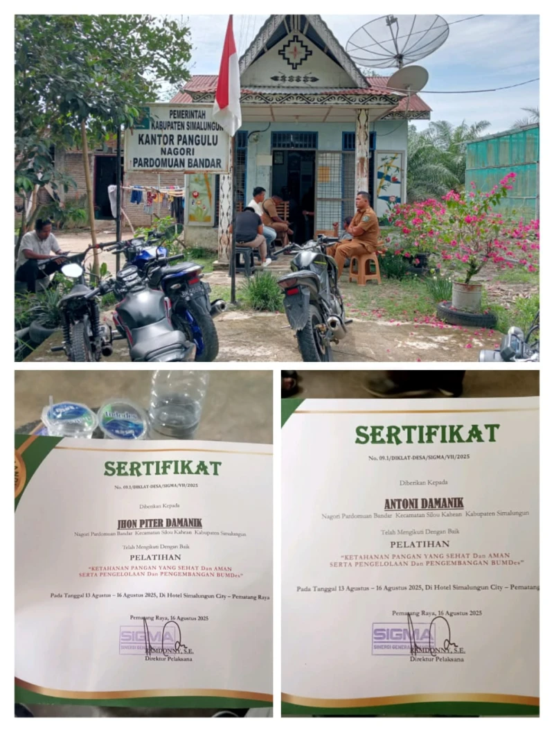 *Pernyataan Pangulu Pardomuan Bandar Dipertanyakan: Klaim BUMNag Belum Terbentuk,  2 Warga Sudah Miliki Sertifikat Pelatihan* - www.tajamnews.co.id