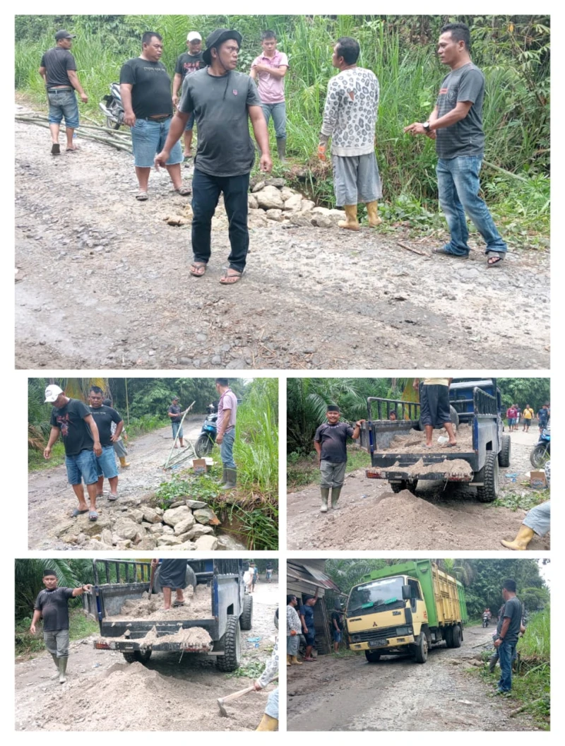 *Pangulu Nagori Tani Bersama Perangkat Gelar Gotong Royong Perbaiki Jalan Protokol Silou Kahean* - www.tajamnews.co.id