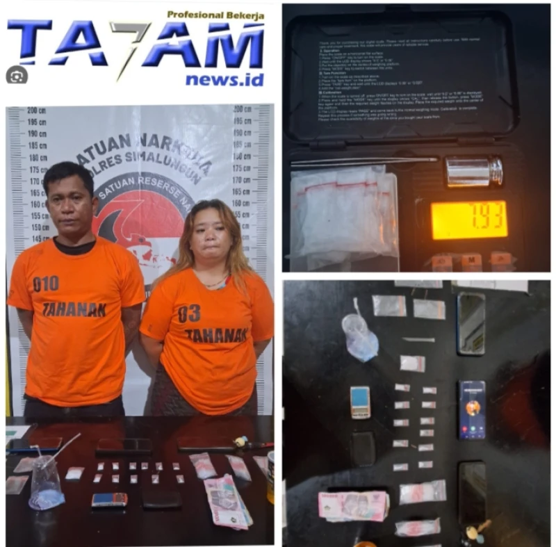 Pasangan Kekasih Pengedar Sabu, di bekuk Sat Narkoba Polres Simalungun dan Amankan 7,93 Gram Barang Bukti. - www.tajamnews.co.id