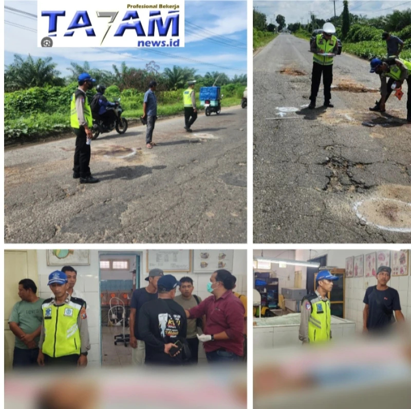 Unit Gakkum Sat Lantas Polres Simalungun Tangani Laka Lantas Maut, Dua Orang Tewas Akibat Jalan Berlubang - TajamNews