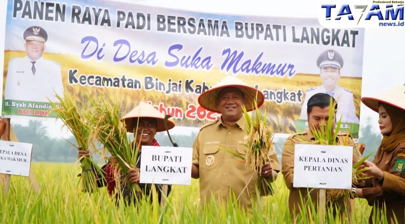 Bupati Langkat Tunjukkan Komitmen Penuh Dukung Petani Pada Perayaan Panen dan Peresmian Kilang Padi - www.tajamnews.co.id