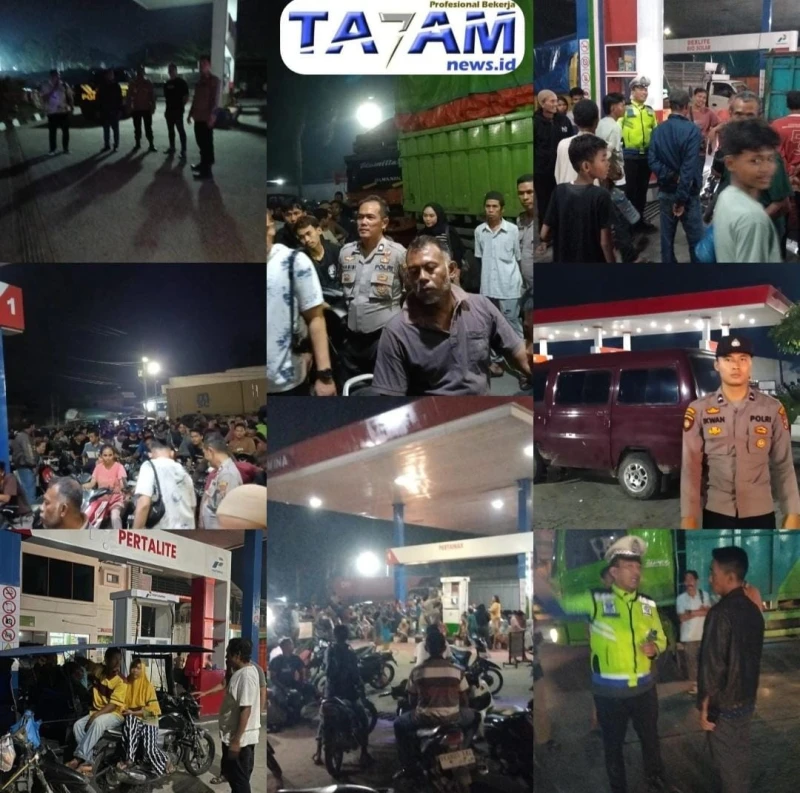 Antrean BBM Mengular di Sergai, Polres Sergai Siaga Total Jaga Kondusivitas SPBU - TajamNews