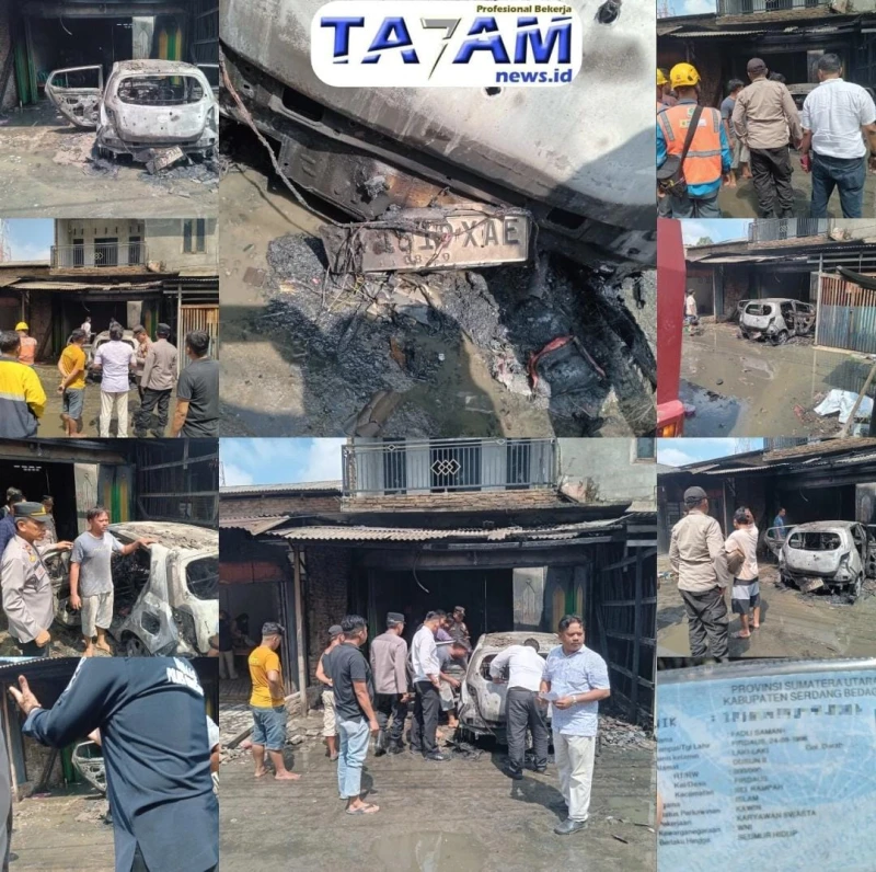 Satu Unit Mobil Hangus Terbakar, Polri dan Warga Sigap Padamkan Api di Sei Rampah - TajamNews