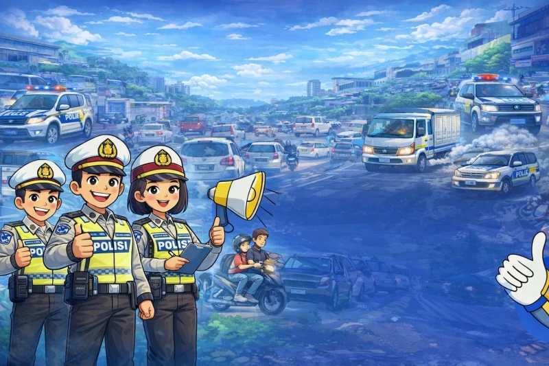 Satlantas Polrestabes Medan Ajak Pengendara Disiplin Berlalu Lintas Pada Gelaran Operasi Keselamatan Toba 2026 - TajamNews