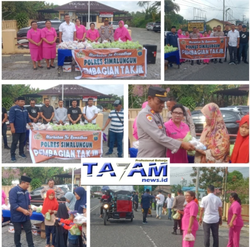 RAMADHAN PENUH BERKAH.POLSEK RAYA DAN SAT NARKOBA POLRES SIMALUNGUN BERBAGI TAKJIL GRATIS - TajamNews