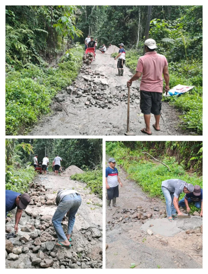 *Semangat Gotong Royong Tak Surut, Masyarakat Swadaya Perbaiki Jalan Nagori Dolok Marawa hingga Bah Polung* - TajamNews