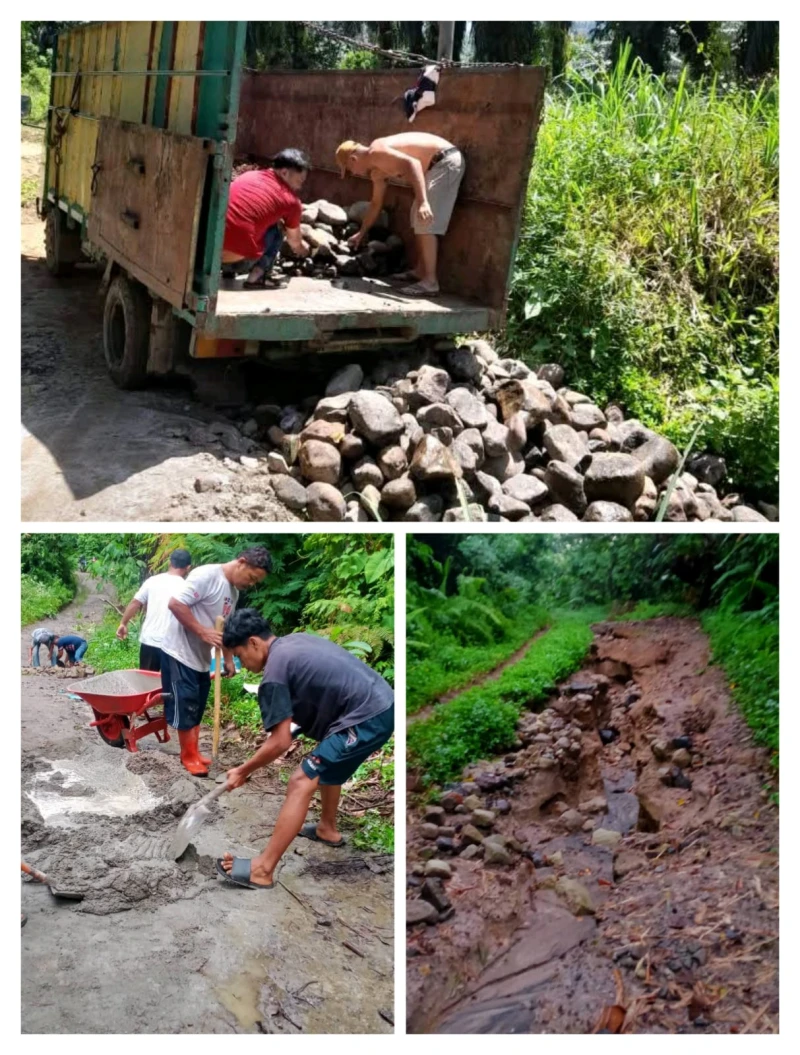Perjuangan Swadaya Masyarakat Nagori Dolok Marawa Perbaiki Jalan Penghubung Tanpa Menunggu Bantuan Pemerintah - TajamNews