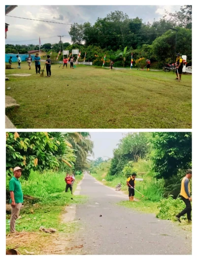 *Gotong Royong Rutin Nagori Pardomuan Tongah, Wujud Kedisiplinan Perangkat dalam Menjaga Kebersihan Lingkungan* - www.tajamnews.co.id