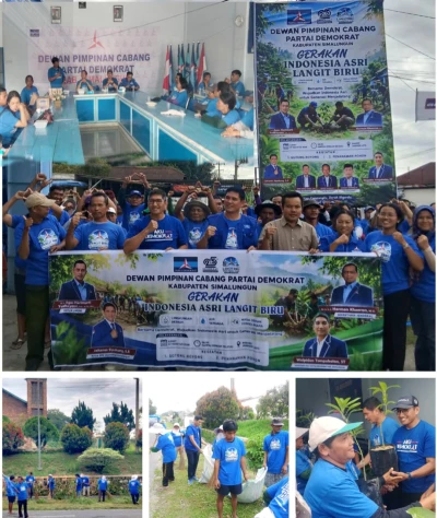 Sambut HUT Ke-25, DPC Partai Demokrat Simalungun Gelar Gotong Royong Bertajuk Gerakan Indonesia ASRI Langit Biru - www.tajamnews.co.id