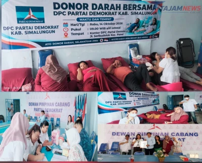 Peduli Kemanusiaan, DPC Demokrat Simalungun Gelar Bakti Sosial Donor Darah Di Kantor DPC. - www.tajamnews.co.id